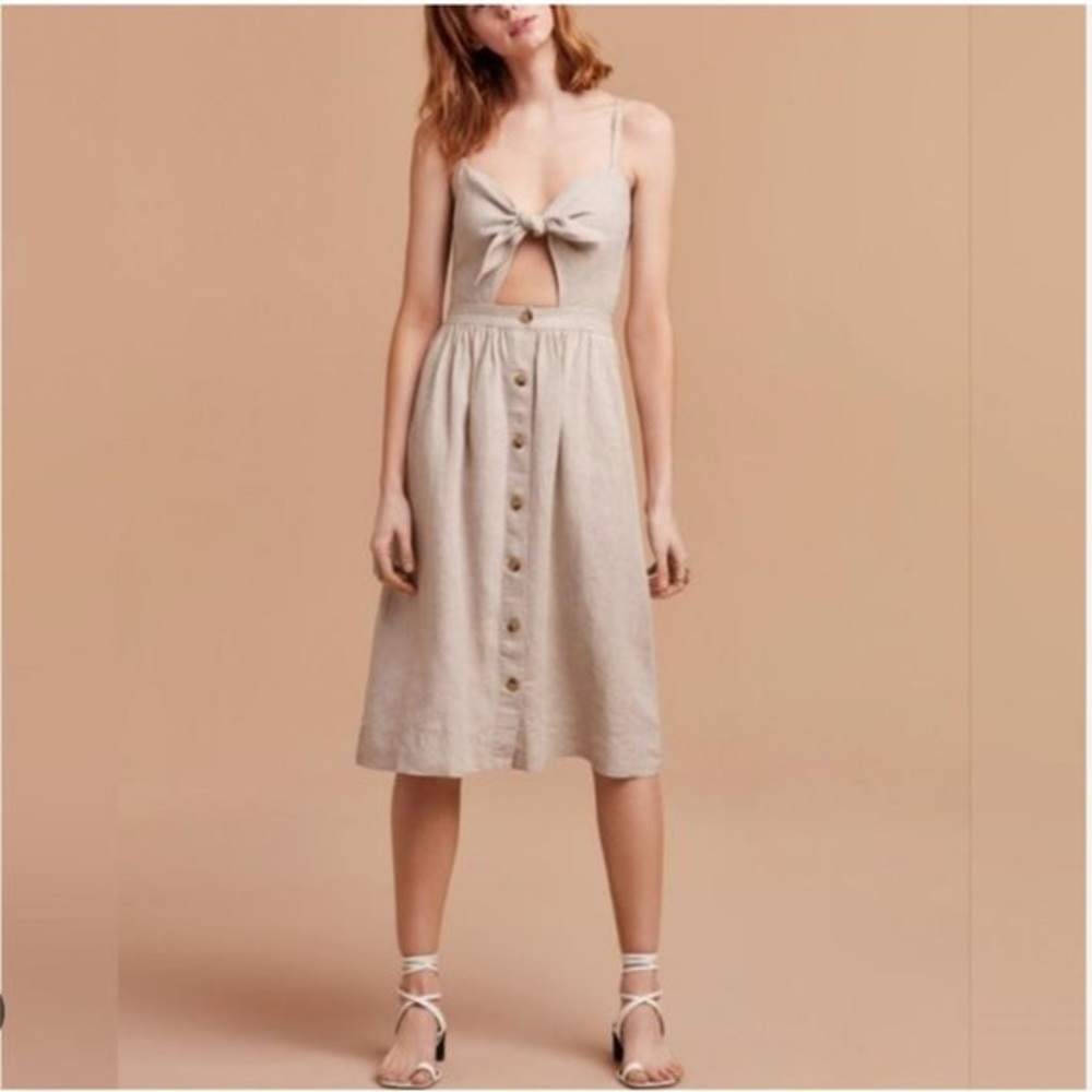 Wilfred Adelia Dress Sz: 8– Peacock Arianna Linen Tie-Strap Dress